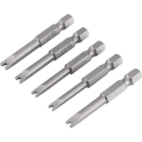 [NON UTILIZZATO] Set di 5 punte per cacciavite in lega di acciaio S2 da 50 mm di lunghezza, gambo esagonale da 1/4", set di punte per cacciavite magnetico a forma di U per riparazioni meccaniche di el