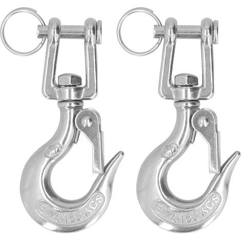 2-teiliger Hebekettenhaken mit Schäkel, Anschlagmittel aus Edelstahl 304 mit Sicherheitsverschluss (3/16 (150 kg)) (1/5)