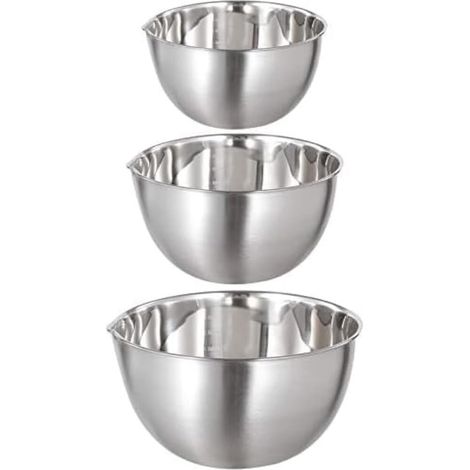 Lot de 3 Bols Mélangeurs en métal Inoxydable Saladier avec Bec Verseur et Mesure Bol en inox Bol de (1/5)
