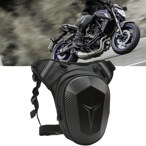 Accessoires moto, sacoche de jambe pour moto, sacoche de motard hydrofuge et réfléchissante, sacoche bandoulière pour moto de tourisme (numéro d'article : JMS-TB05), texture fibre de carbone. (1/5)