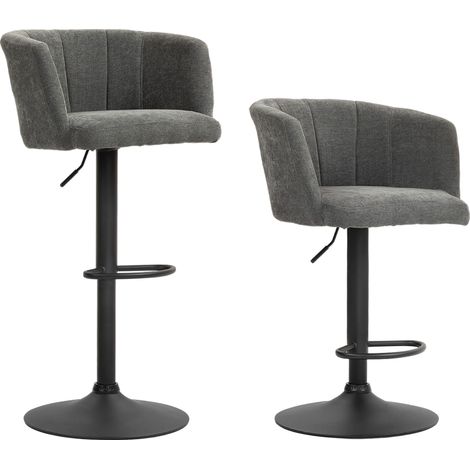 Set 2 sgabelli da bar girevoli regolabili con poggiapiedi e rivestimento grigio scuro (1/5)