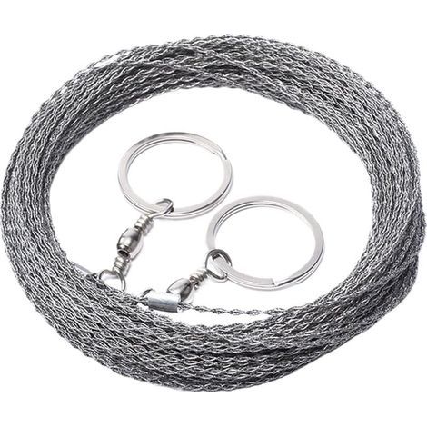 Scie à fil en acier inoxydable manuelle, 2 mètres, corde à scie portable pour coupe, chaînette de coupe pour camping, randonnée, survie et travaux du bois (1/4)