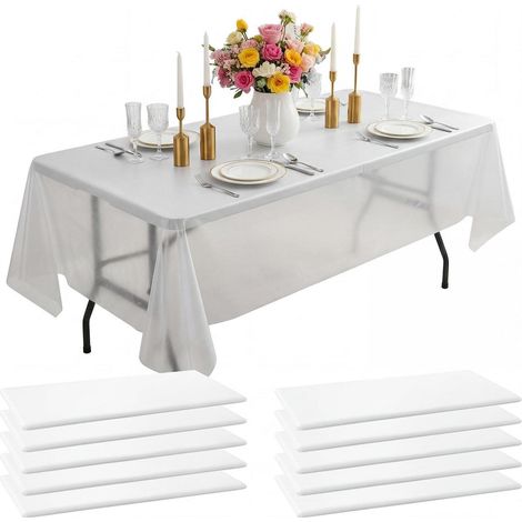 10er Pack Einweg Tischdecken Weiß 137x183cm - Wasserabweisend & Fleckenschutz