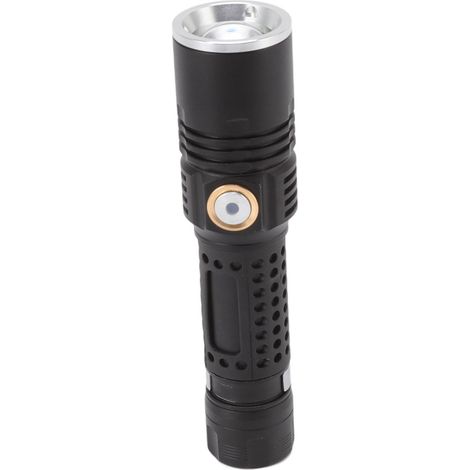 Lampe torche LED haute luminosité 800LM 3 modes d'éclairage rotatif zoom USB rechargeable avec clip métallique pour camping (1/5)