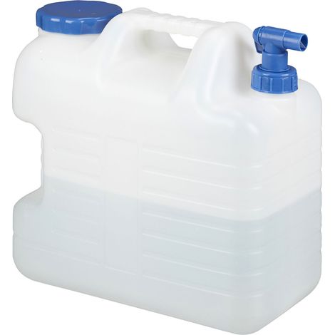Relaxdays Bidón de agua, Purgador y tapa de rosca, Agua potable, Sin BPA, 20 Litros, Blanco (1/5)
