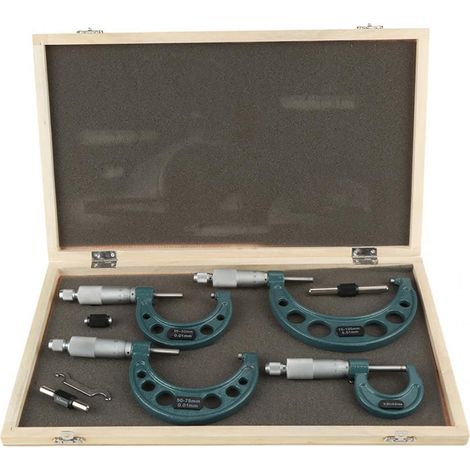 Kit de 4 micromètres d'extérieur 0-100 mm, exclusivité entrepôt à l'étranger. (1/5)