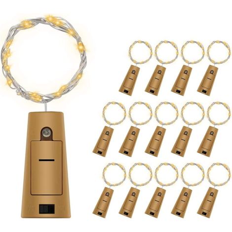 Guirlande Lumineuse Pour Bouteilles - 2 M - 20 LED - Fil De Cuivre Souple - Bouchon En Liège Universel - Lot De 12 (1/5)