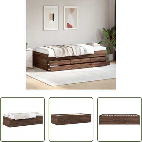 vidaXL Tiroirs - Lit de jour avec tiroirs sans matelas chêne marron 90x200 cm (1/5)