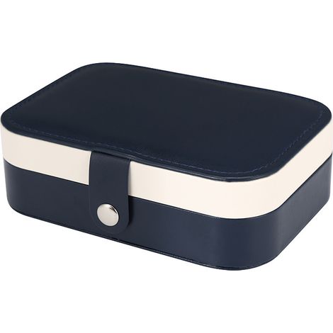 Boîte à Bijoux pour Femmes, Petite Boîte à Bijoux Portable en Cuir Pu Pour Colliers, Bracelets, Bagues et Boucles d'Oreilles, Bleu (1/5)