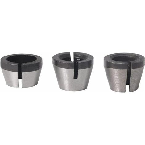 3PCS Collet Set Gravure Machine Collet Mandrin Adaptateur Pinces Mandrin 6.35mm 8mm 6mm Pour Machine De Découpe Électrique Routeur Bit Mandrin (1/5)