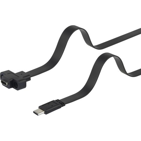 Renkforce Câble USB USB 3.2 Gen1 USB-C® mâle, USB-C® femelle 0.25 m noir vissable, très flexible RF- (1/3)