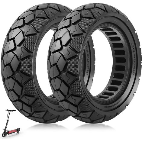 Lot de 2 pneus pleins 10x3-80/65-6 - Pour Kugoo M4/M4 Pro/Kukirin G2 Max, Joyor Y8-S, Nanrobot D6+, Kaabo Mantis - Scooter électrique 10 pouces - 255x80 - Pneu de remplacement haute (1/5)