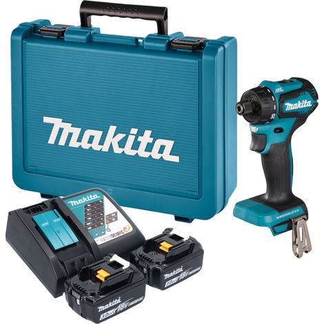 Taladro atornillador a batería Makita DDF 083 RFE de 18 V, 40 Nm, 1/4'' sin escobillas + 2 baterías de 3,0 Ah + cargador + maletín (1/5)
