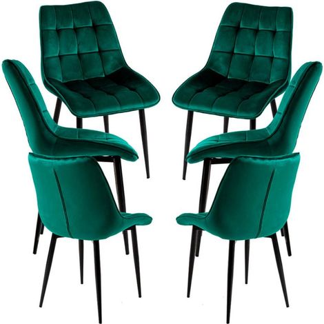 Packs Sillas Comedor - Pack 6 Sillas Cade Terciopelo - Verde (1/5)
