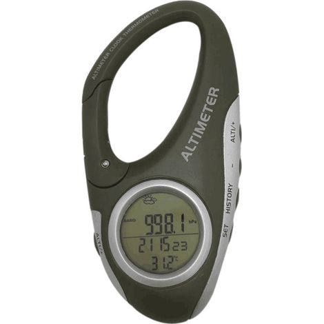 Altímetro electrónico con mosquetón y sensor, apto para actividades al aire libre, pesca, etc., 1 unidad. (1/4)
