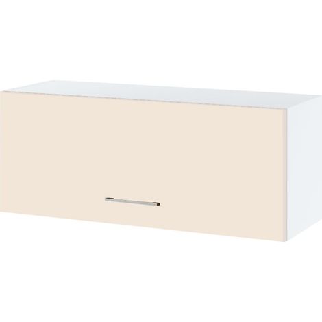 Meuble haut SLIM de cuisine Lovia Vanille Mat 1 porte relevable L 90 cm (1/2)