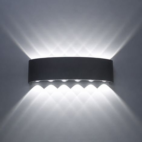 Applique murale LED d'intérieur, boîtier en aluminium, noir, 12W, convient aux chambres, salons et couloirs, émet une lumière blanche, facile à installer (32x8x4,5cm).