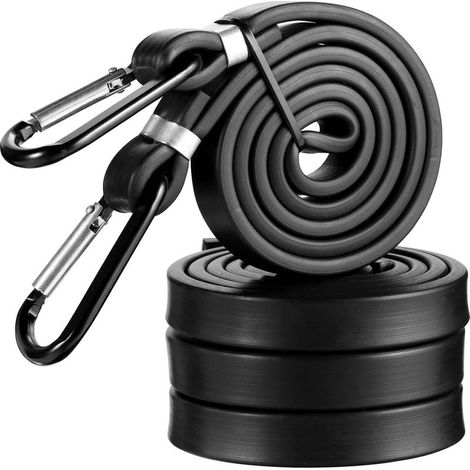 Cuerdas elásticas con ganchos de mosquetón, 3 correas elásticas de 100 cm para bicicletas, motocicletas, maletas, portaequipajes y cubiertas de piscina. (1/5)
