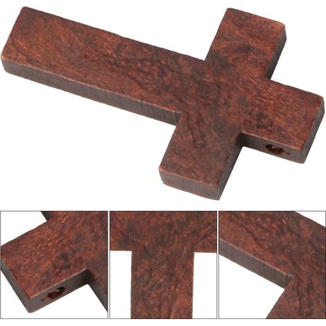 20 Croix en Bois Artisanal pour Décoration Murale Chrétienne (Couleur Marron) (1/5)