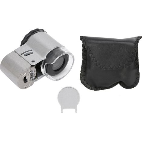 Loupe de poche 50X avec lumière LED pour détection de billets et expertise de bijoux, microscope portable miniature