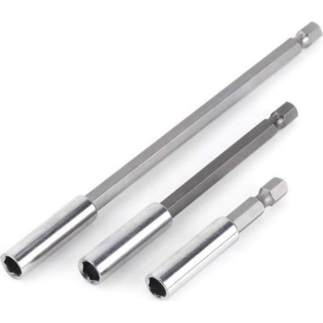 3pcs Extensión Magnética de 1/4" para Portabrocas, Alargadera de Atornillado, Prolongación para Taladro Eléctrico y Destornillador (1/4)