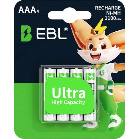 4PCS Piles Rechargeables AAA HR03, 1,2V NI-MH 1100mAh Rechargeables Recharge 1200 Tech, pour Téléphone sans Fil, Télécommandes, Électroniques Domestiques (1/5)
