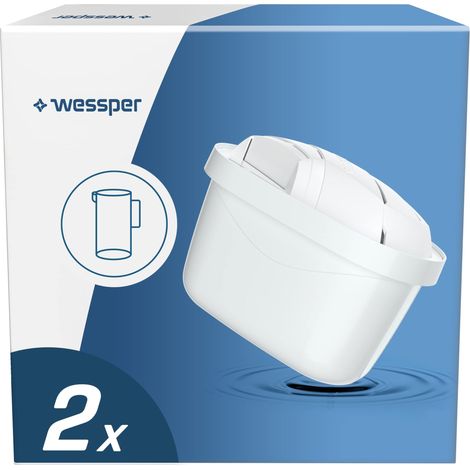 Wessper Filtro Acqua per Caraffa Filtrante, Compatibili con le Brita Maxtra +, Cartuccia Filtrante con Carbone Attivo e Resina a Scambio Ionico, Cartucce Filtri - 2 Pezzi