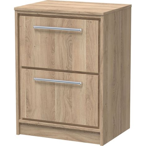 Longnor 2 Drawer Floor Standing Vanity Unit with Worktop, Light Oak, 600mm