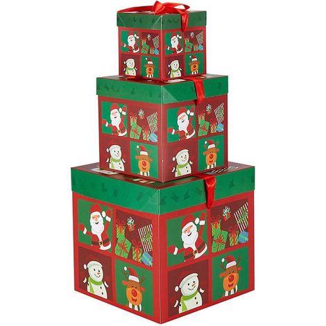 Boîte Cadeau Empilable - Boîte Décorative Noël - Pour Emballage Cadeau Famille Amis Ados - Lot de 3 (S+M+L) (1/3)