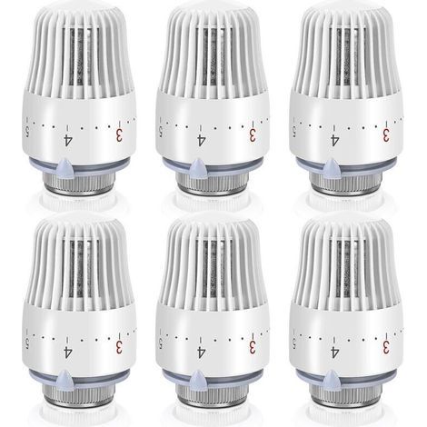 Thermostatic Radiator Valve – Thermostatic Head M30 × 1.5 mm – Pack of 6 – White (1/4)