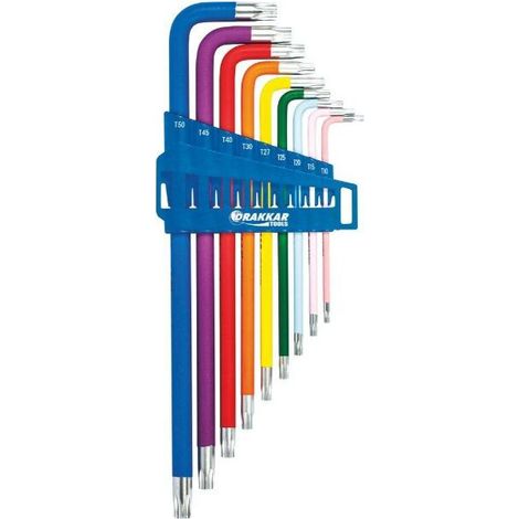 Clés mâles coudées torx extra longues alésées de tt10 à tt50 DRAKKAR TOOLS - 68424