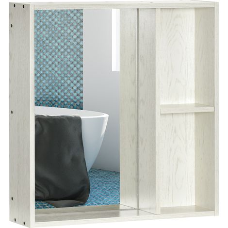Beyamis Badezimmer-Spiegelschrank mit Ablagen, modernes Badezimmermöbelstück, 63 x 15 x 65 cm, Weiß