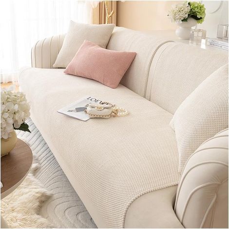 Housse de canapé d'angle, housse de canapé en L, protection pour canapé 2/3/4 places, antidérapante (Beige, 70 x 150 cm) (1/4)