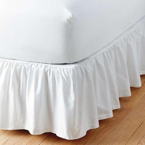 Jupe de lit à volants, jupe de lit douce en polyester, jupe de lit plissée, jupe de lit à trois côtés (blanc, 120 x 200 cm - 38 cm de hauteur) (1/5)