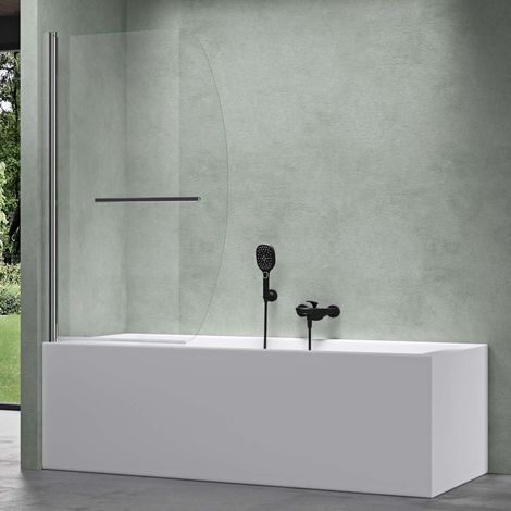 Mai & Mai Duschwand für Badewanne Faltwand 180° Sicherheitsglas mit NANO 94x140cm Duschabtrennung Badewannenaufsatz faltbar