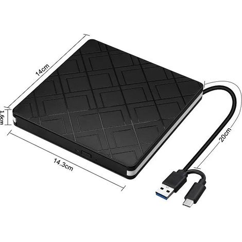 Lecteur/graveur/lecteur/lecteur optique externe CD/DVD/RW USB 3.0 Type-C 2 en 1, compatible avec les ordinateurs portables/PC et les graveurs DVD portables. (1/5)