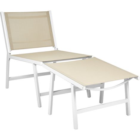 Silla de jardín moderna para exteriores asiento de textileno estructura de metal con reposapiés beige Marceddi