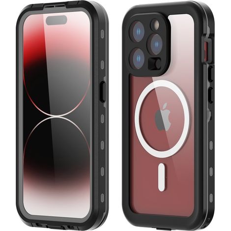 Custodia impermeabile IP68 per iPhone 15 Pro, Shellbox MagSafe, nera (1/5)