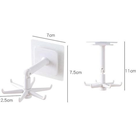 Soporte giratorio de 360° para utensilios de cocina con 6 ganchos，para utensilios y menaje de cocina (negro + blanco) (1/2)