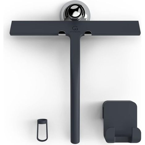23 cm Nero - Tergivetro per doccia con supporto a ventosa - 2 tergivetri per finestre da bagno - Ganci per finestre in silicone in acciaio inossidabile, accessori per doccia inclusi Attrezzatura per l (1/4)