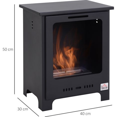 HOMCOM Bioéthanol Kamin 0,9 L Éthanol Brenner, 3 Std. Brenndauer, Innenkamin ohne Rauch, Metall, 40 x 30 x 50 cm, Tischkamin für Wohnzimmer & Schlafzimmer (1/5)