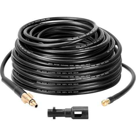 Tuyau Haute Pression - 15 M - 160 Bar - Pour Nettoyage Canalisations Et Evacuations - Compatible Karcher K1 À K7 Et Lavor - Avec Adaptateurs