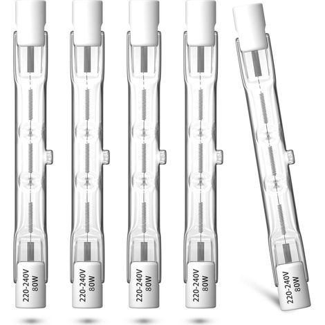 5 Stück Eco-Halogenbirne R7s 78 mm 80 W 230 V warmweiße Halogenlampe 2800 K dimmbare doppelseitige lineare Strahlerbirne J-Typ für Arbeitssicherheit Landschaftsstraßenbeleuchtung