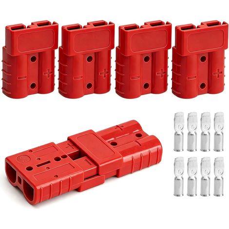 4 Connecteurs 50A 600V pour Batterie – Connecteur Rapide Haute Intensité, Prises de Batterie 12–48V, Quick Connect pour Camping-Car, Solaire, Onduleur et Power Station (1/5)