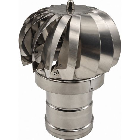 EINSIDE Extracteur de Fumées Rotatif Éolien en Acier Inoxydable AISI 304, Base Ronde – ø 100 mm, spécifique pour fosses septiques