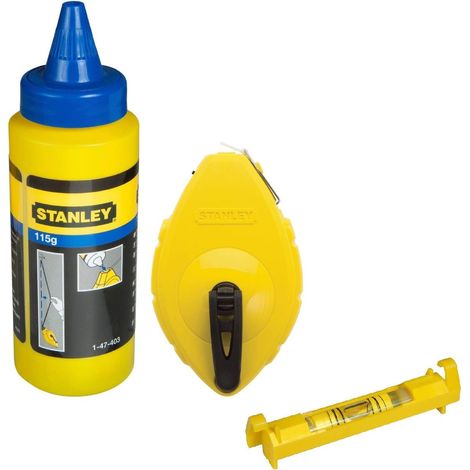 Tracciarighe in plastica completo di mini livella e flacone di polvere blu da 113 ml (1/4)