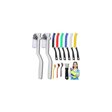 Set di 12 spazzole per la pulizia degli angoli, accessori per la pulizia con setole rigide, adatti per cucina, bagno, angoli, giunti, lavelli, tazze, teiere, ecc. - Crezuo