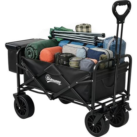 Valise pliante noire avec sac isotherme amovible et poignée réglable, accessoire design sobre pour courses et pique-nique pratique et compact (1/5)