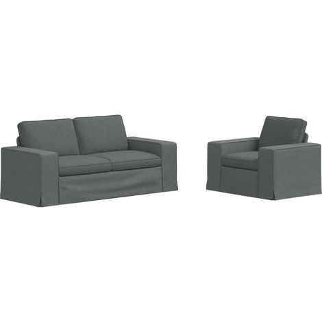 Ensemble de Canapés 2 pcs  Salon de jardin Gris foncé 182 x 80 x 82 cm tissu