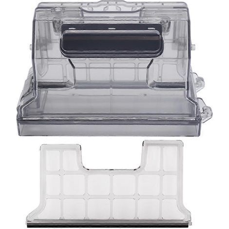 Bac à poussière avec grille remplaçable pour aspirateur robot NARWAL J1/J2, accessoire transparent grande capacité, panneaux latéraux ouvrants, fixation rapide, plastique durable (1/5)